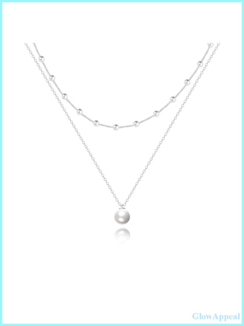 Layered Pearl Necklace Set with Silver Plated Choker and Earrings
